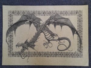 Dragon Poster with Celtic Border. 59.5cm x 42cm