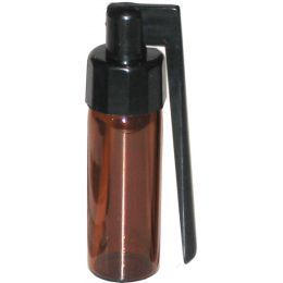 Large Amber Glass snuff vial with spoon